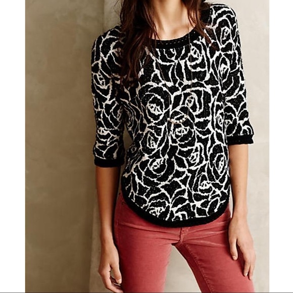 Anthropologie Sweaters - Anthropologie Sz M Moth Floral Sweater Top EUC